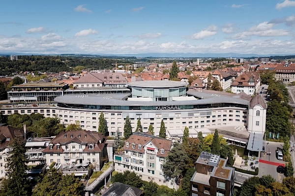 Luftaufnahme des Kursaal Bern während des EL Congress 2025 – Eventfotografie und Eventvideo von Voll Toll GmbH, Fotografinnen in Bern.